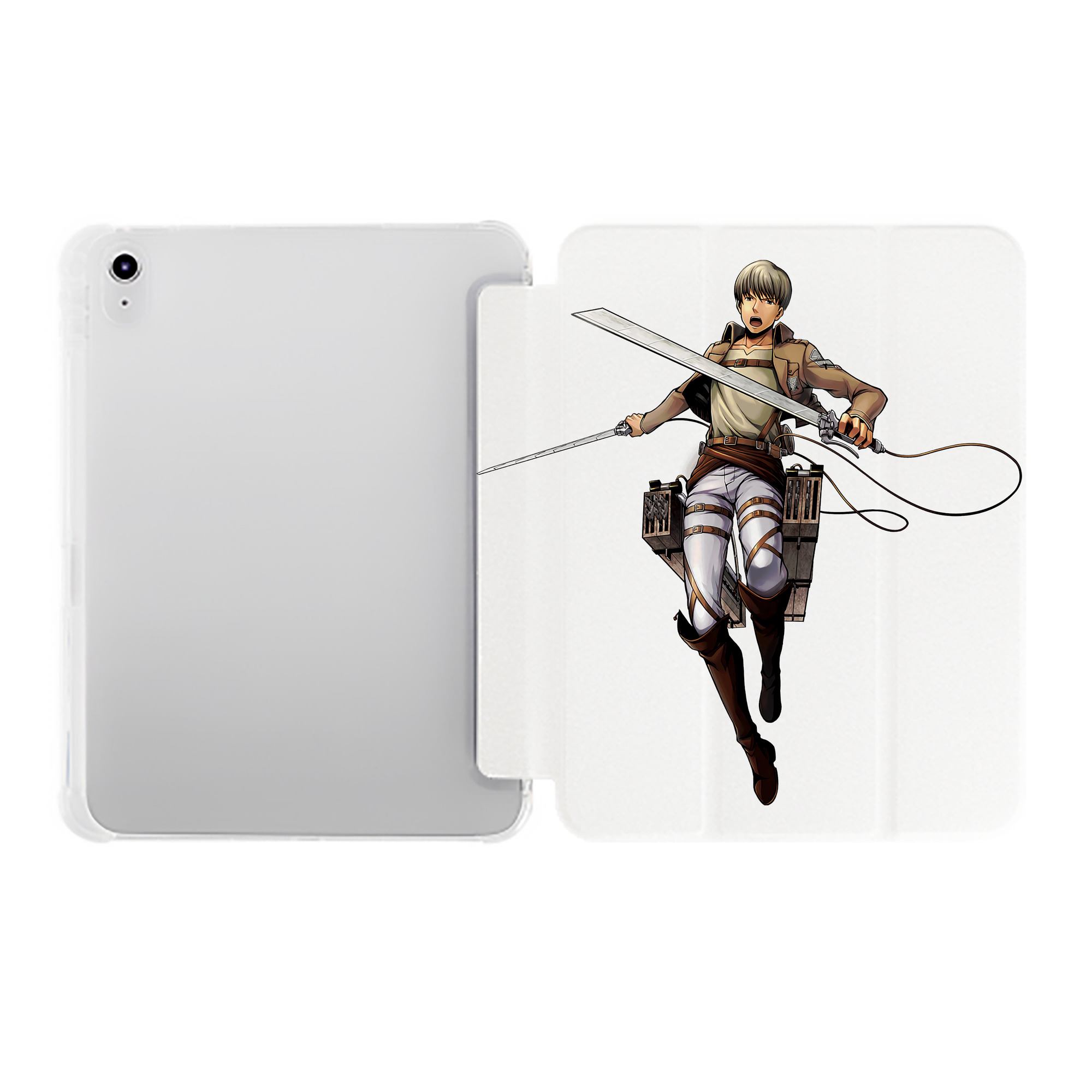 （画像用） 進撃の巨人 Attack on Titan IPad ケース ペン収納付き 三つ折りスタンド PUレザー×シリコン 対応機種9.5/10.5/10.9インチ